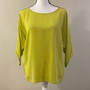 Vince | Silk Scoop Neck Dolman Sleeve Blouse in Chartreuse
